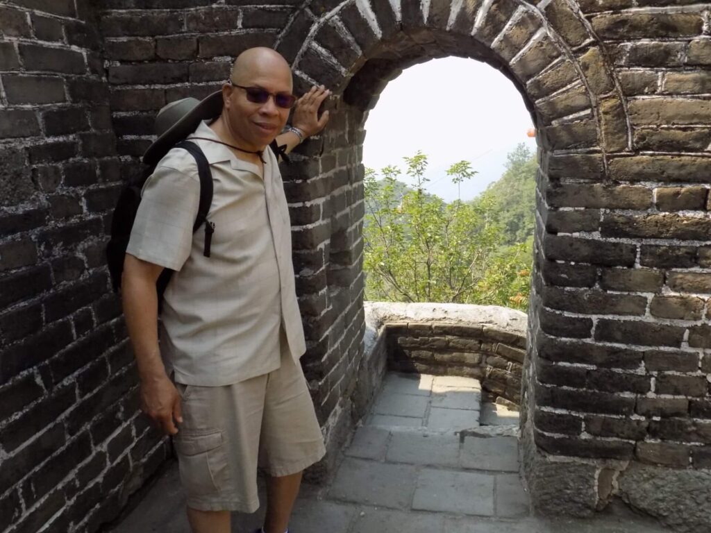 Inside of the fort at Great Wall of China near the stairway